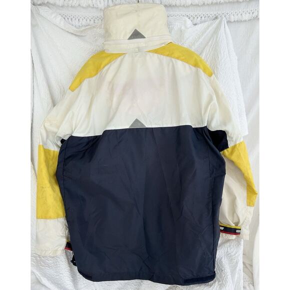 Vintage Mens Medium Sailing Boating Coat 80s Blue White HEAVY Lined England - Picture 3 of 15